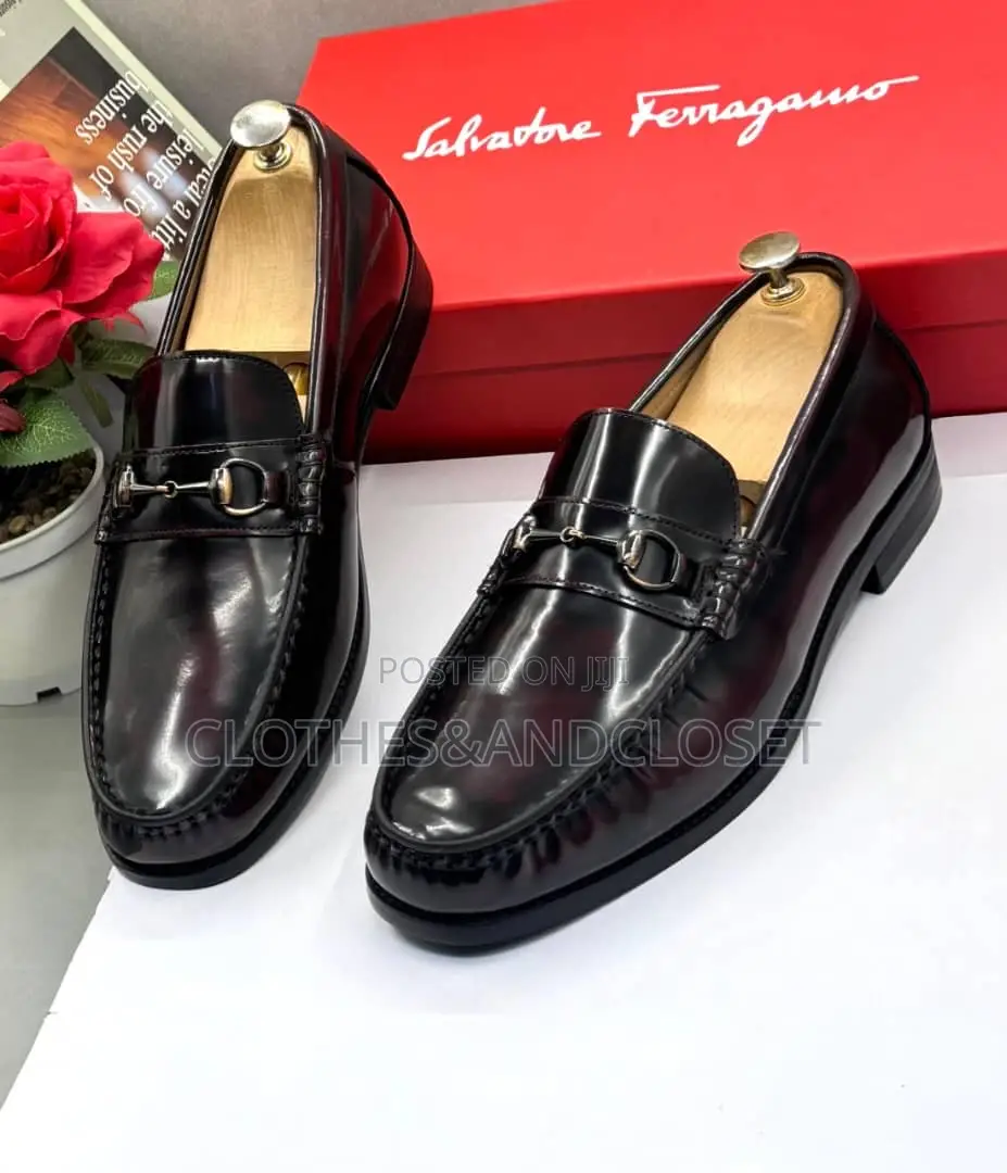 Coffee Leather Horsebit Loafers by Salvatore Ferragamo a Glossy Finish