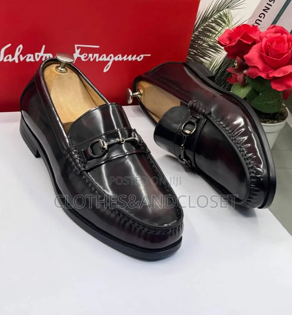Coffee Leather Horsebit Loafers by Salvatore Ferragamo a Glossy Finish