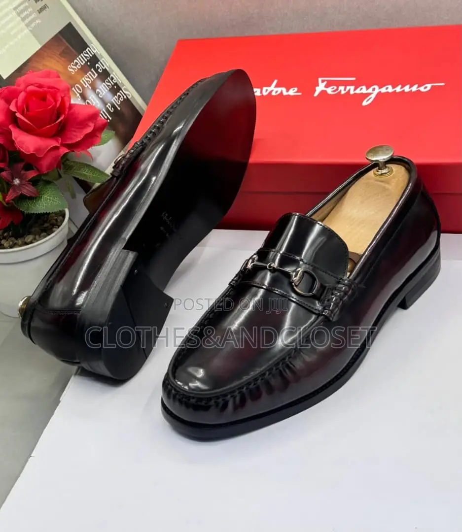 Coffee Leather Horsebit Loafers by Salvatore Ferragamo a Glossy Finish