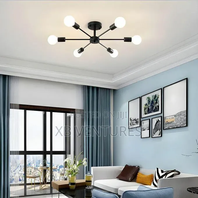 6-Head Ceiling Lights for Bedrooms and Living Rooms - Black