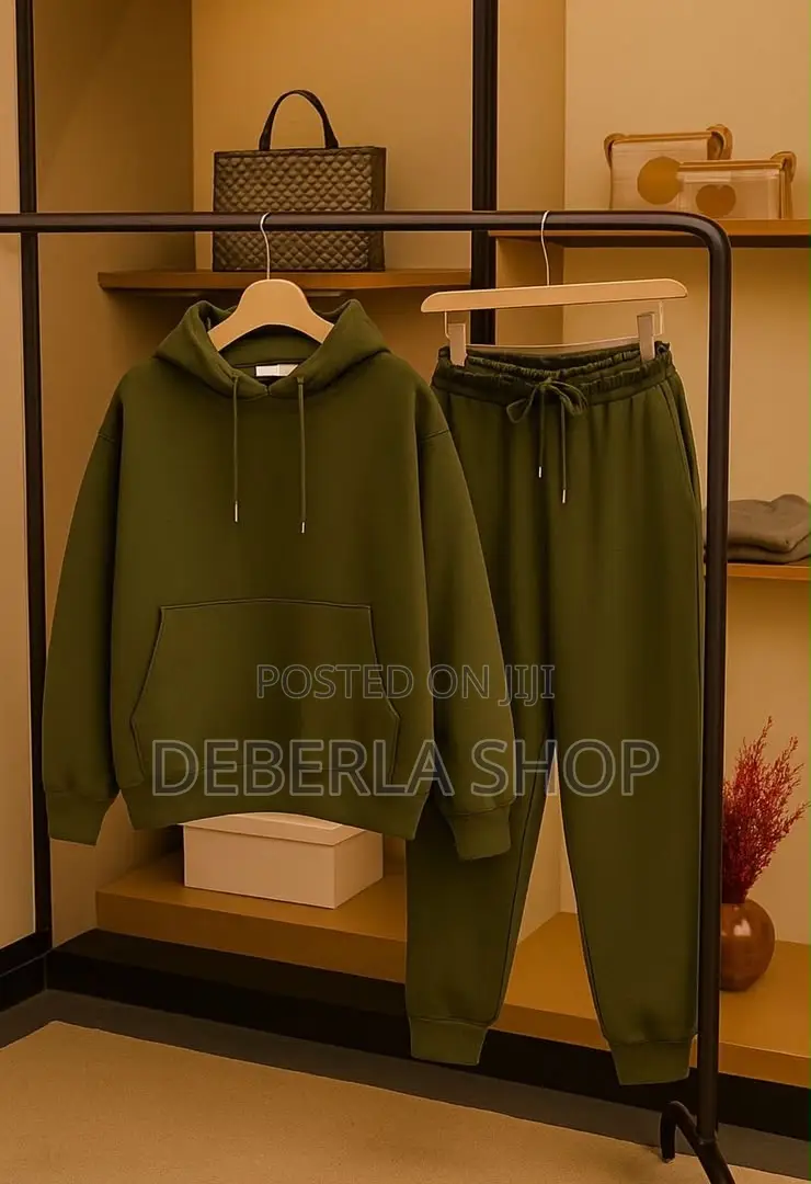 Comfy Plain Top and Down Hoodie and Jogger Set