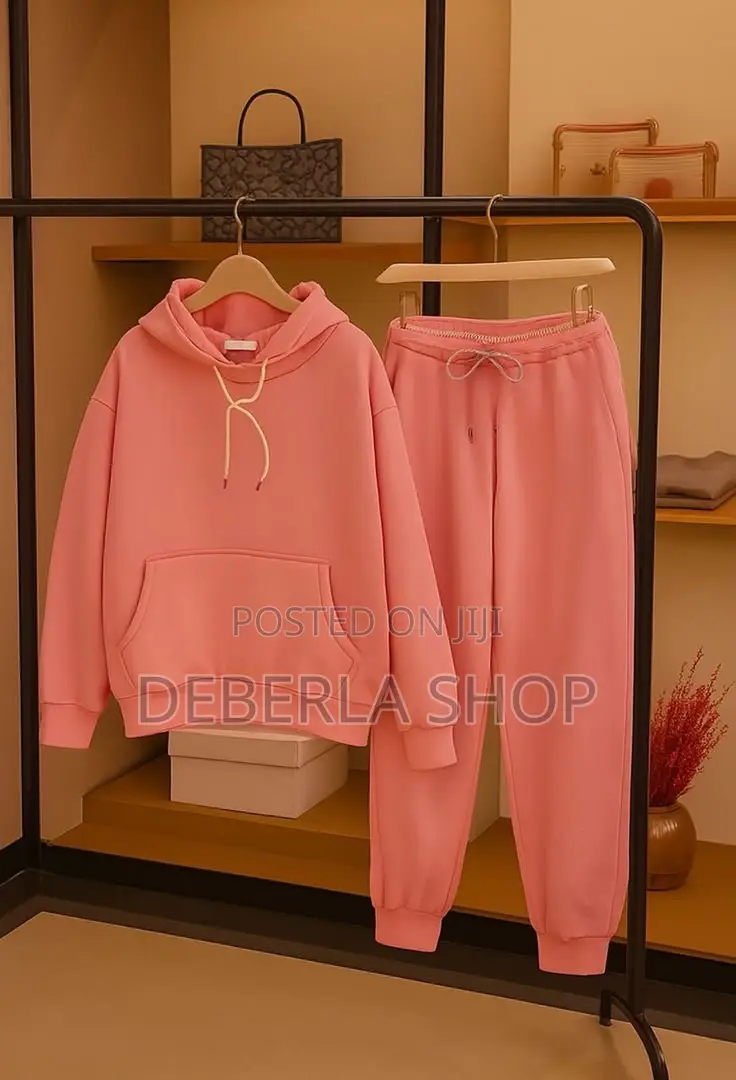 Comfy Plain Top and Down Hoodie and Jogger Set