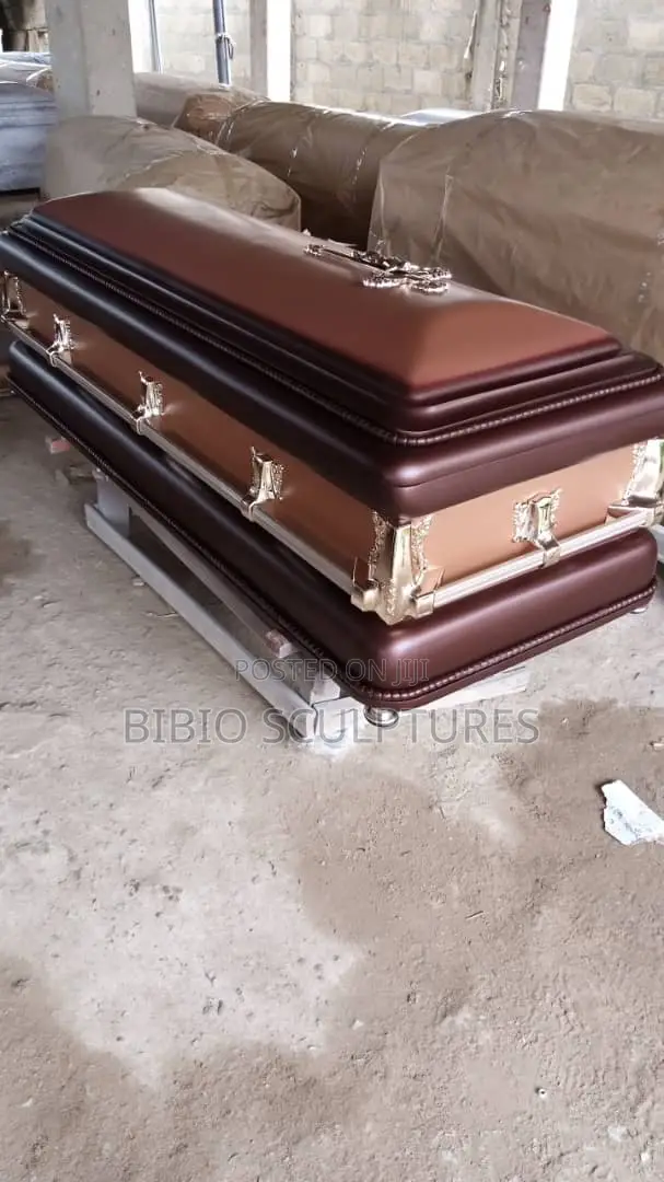 Two-Tone Brown Casket With Silver Fittings