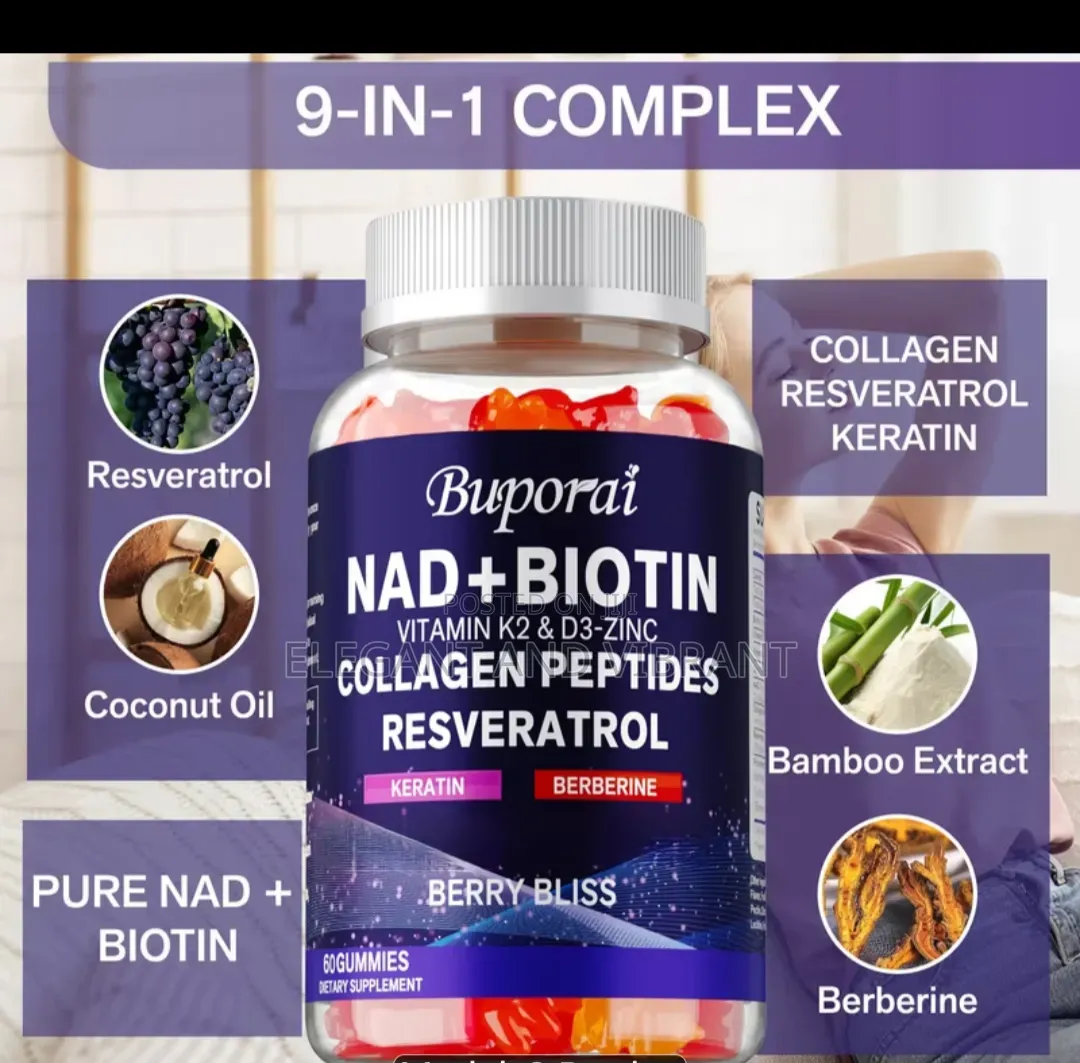 NAd+ Biotin With Collagen Peptides, Revestrol,Zinc,D3 + Keratin'