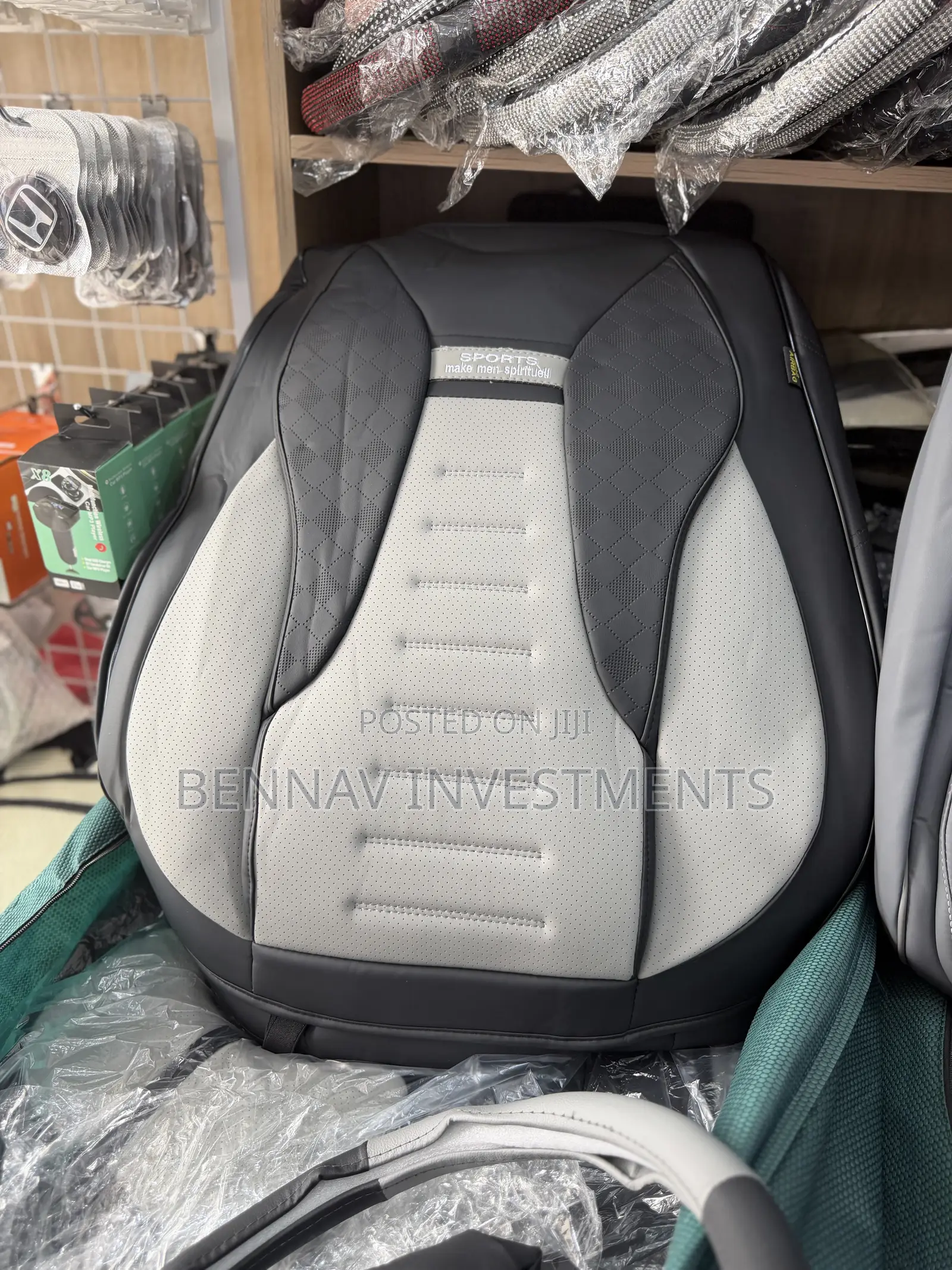 Premium Nappa Ash and Black Leather Car Seat Cover
