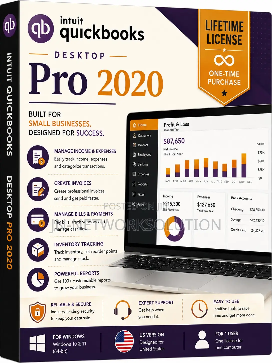 Intuit QuickBooks Desktop Pro 2020 Lifetime for Windows (US Version)