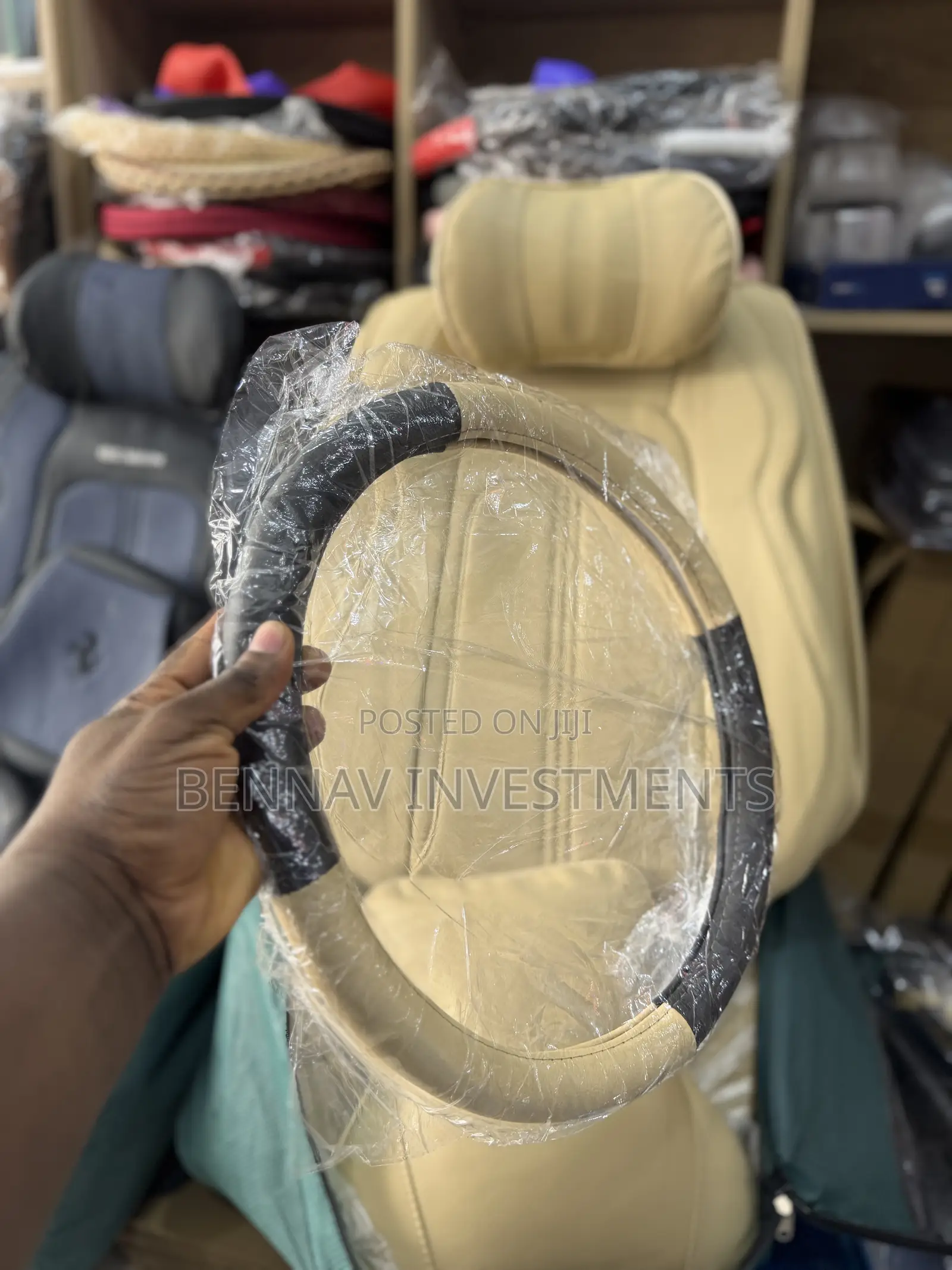 Premium Beige Nappa Leather Car Seat Cover