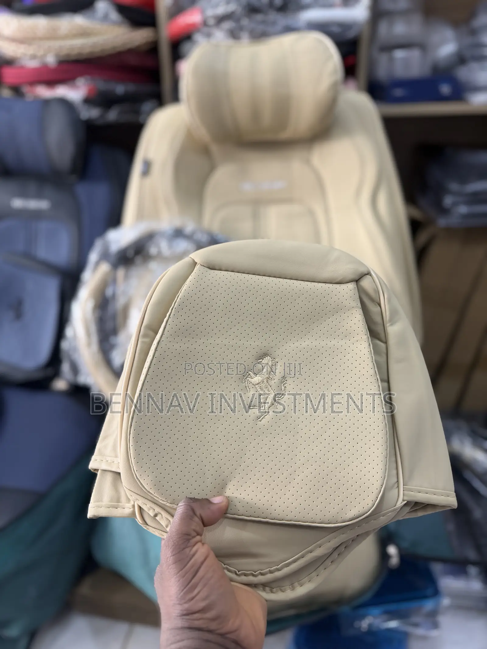 Premium Beige Nappa Leather Car Seat Cover