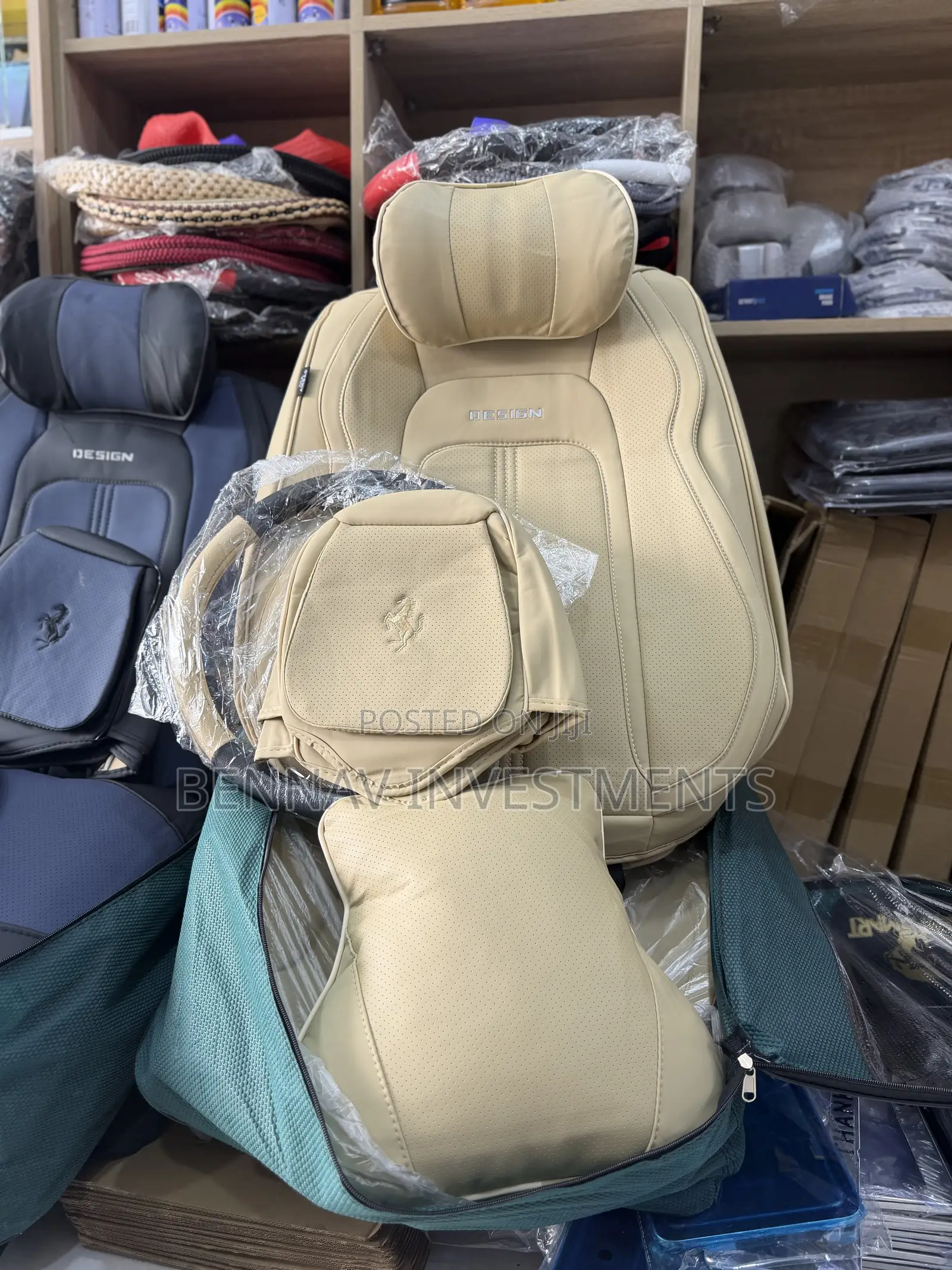 Premium Beige Nappa Leather Car Seat Cover