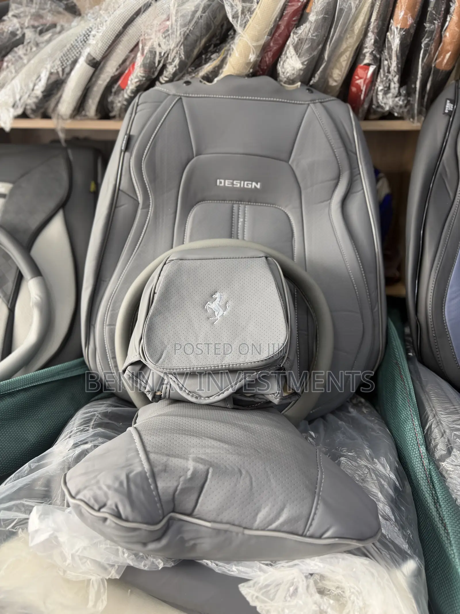 Premium Gray Nappa Leather Seat Cover