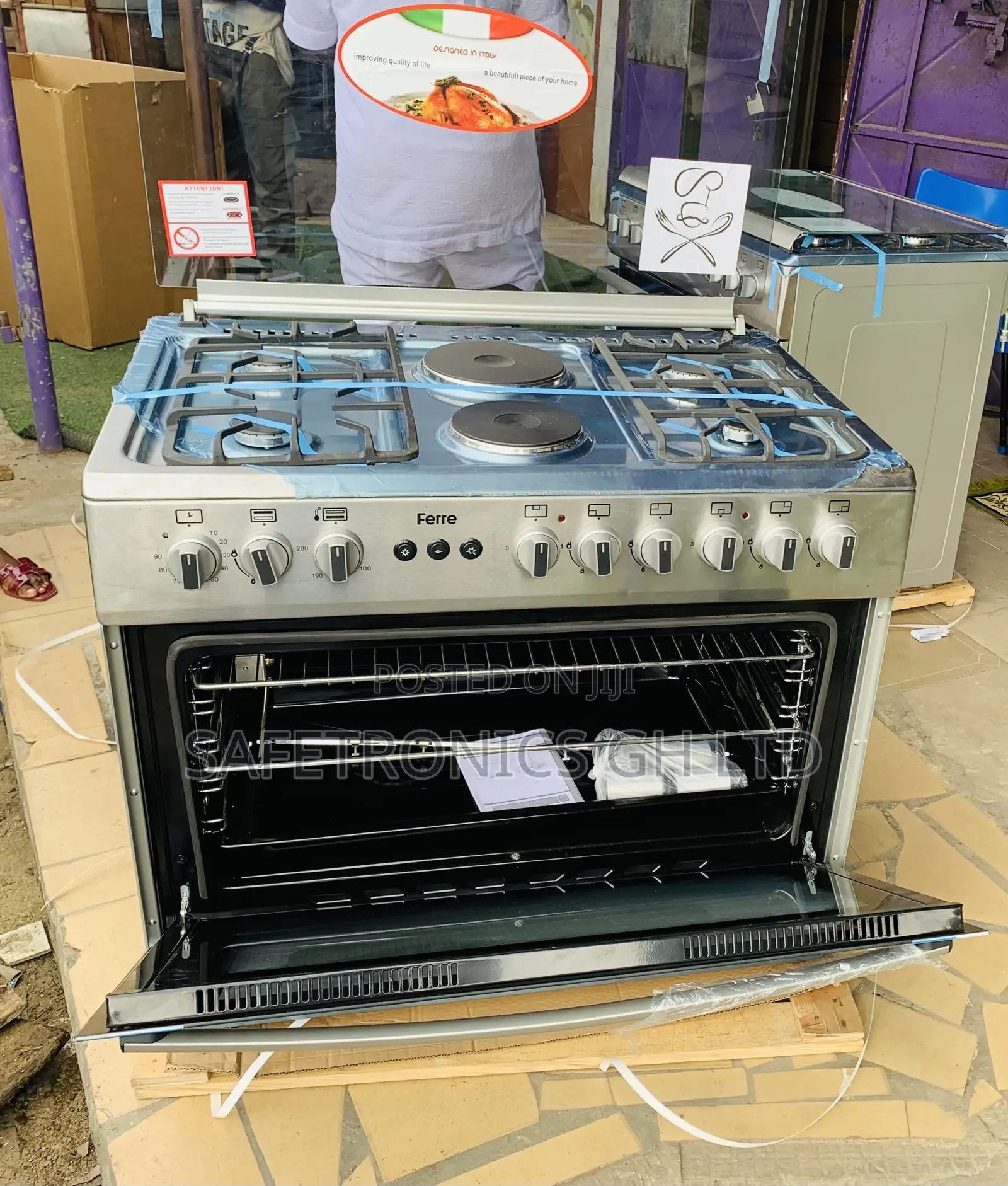 Check Out Grey Ferre 90x60cm 4Gas+2Electric Burner Cooker With Oven