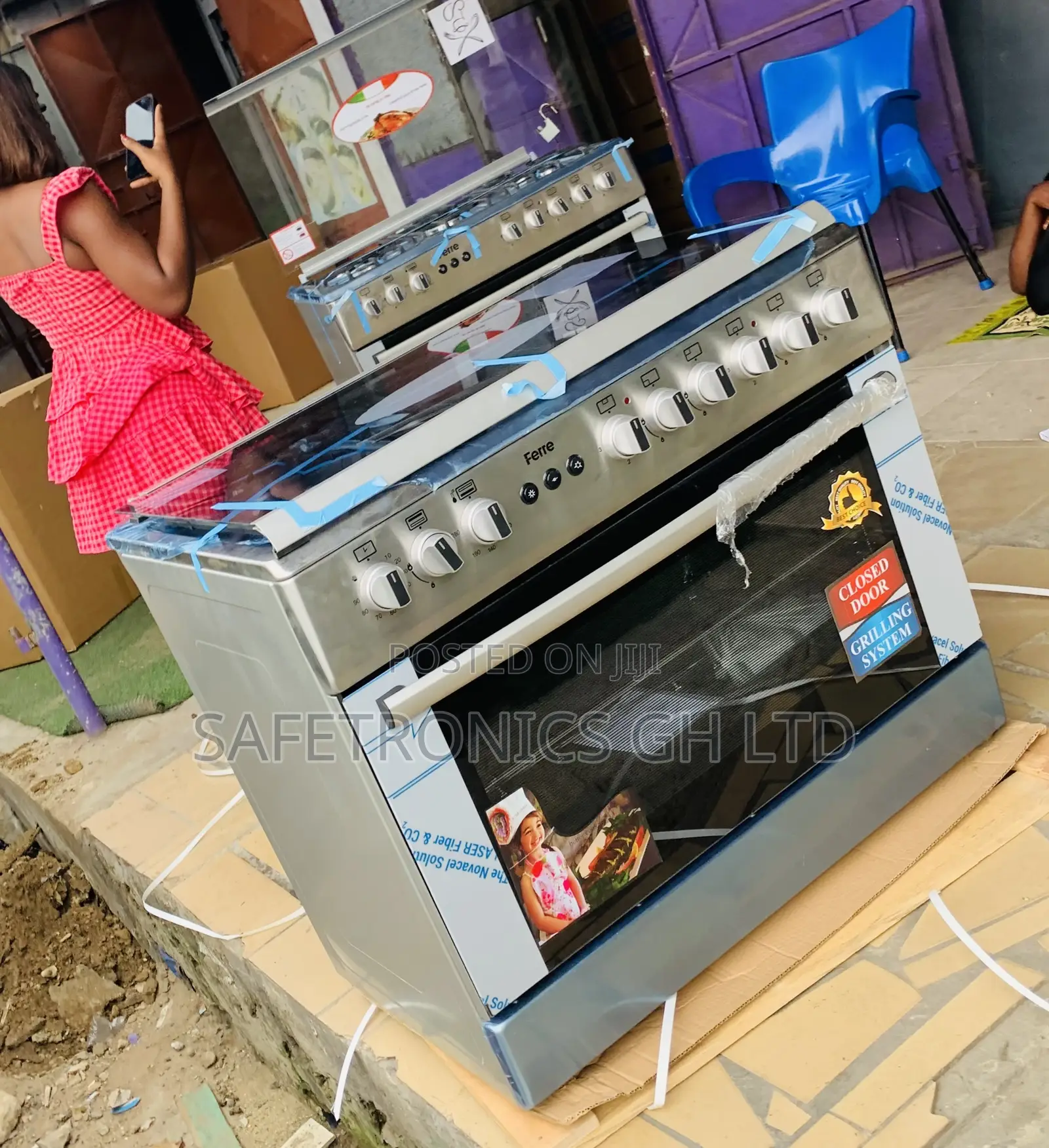 Brand New Ferre 90x60cm 4Gas+2Electric Burner Grey Cooker With Oven