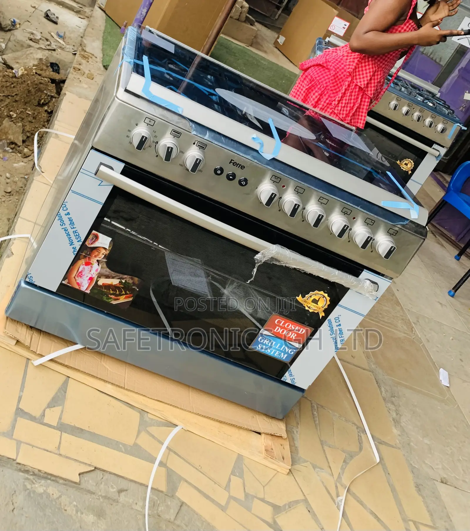 Brand New Ferre 90x60cm 4Gas+2Electric Burner Grey Cooker With Oven