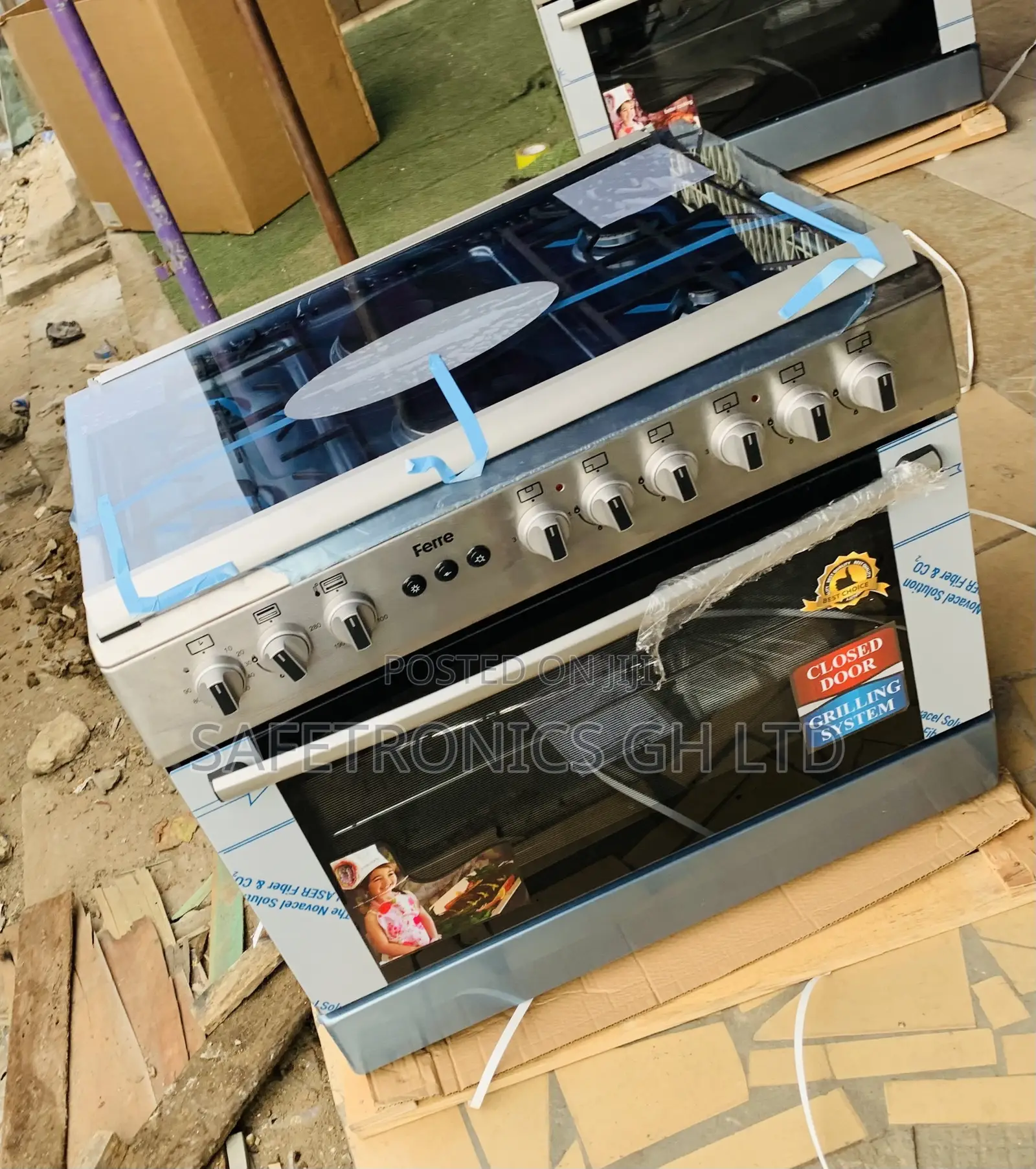 Original Grey Ferre 90x60cm 4Gas+2Electric Burner Cooker With Oven