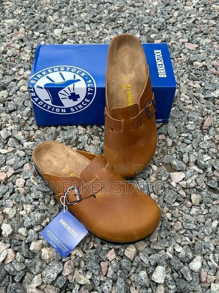 Birkenstock Boston Leather Black/ Brown