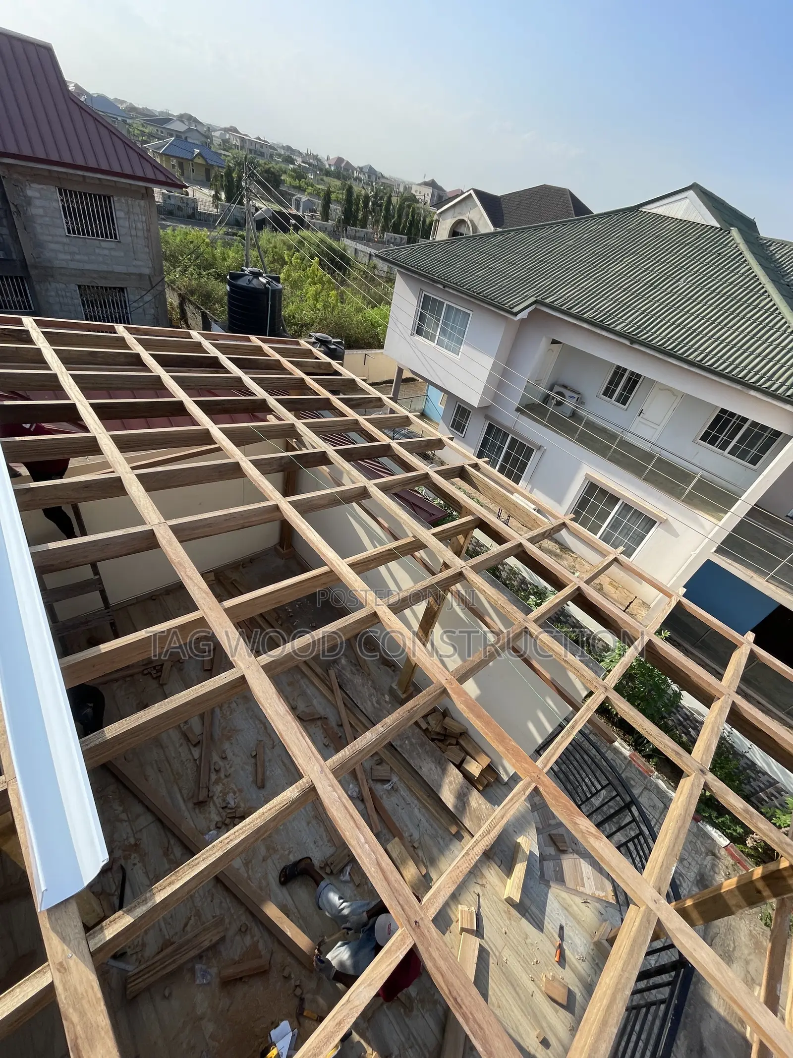 Hardwood Pergola Under Installation