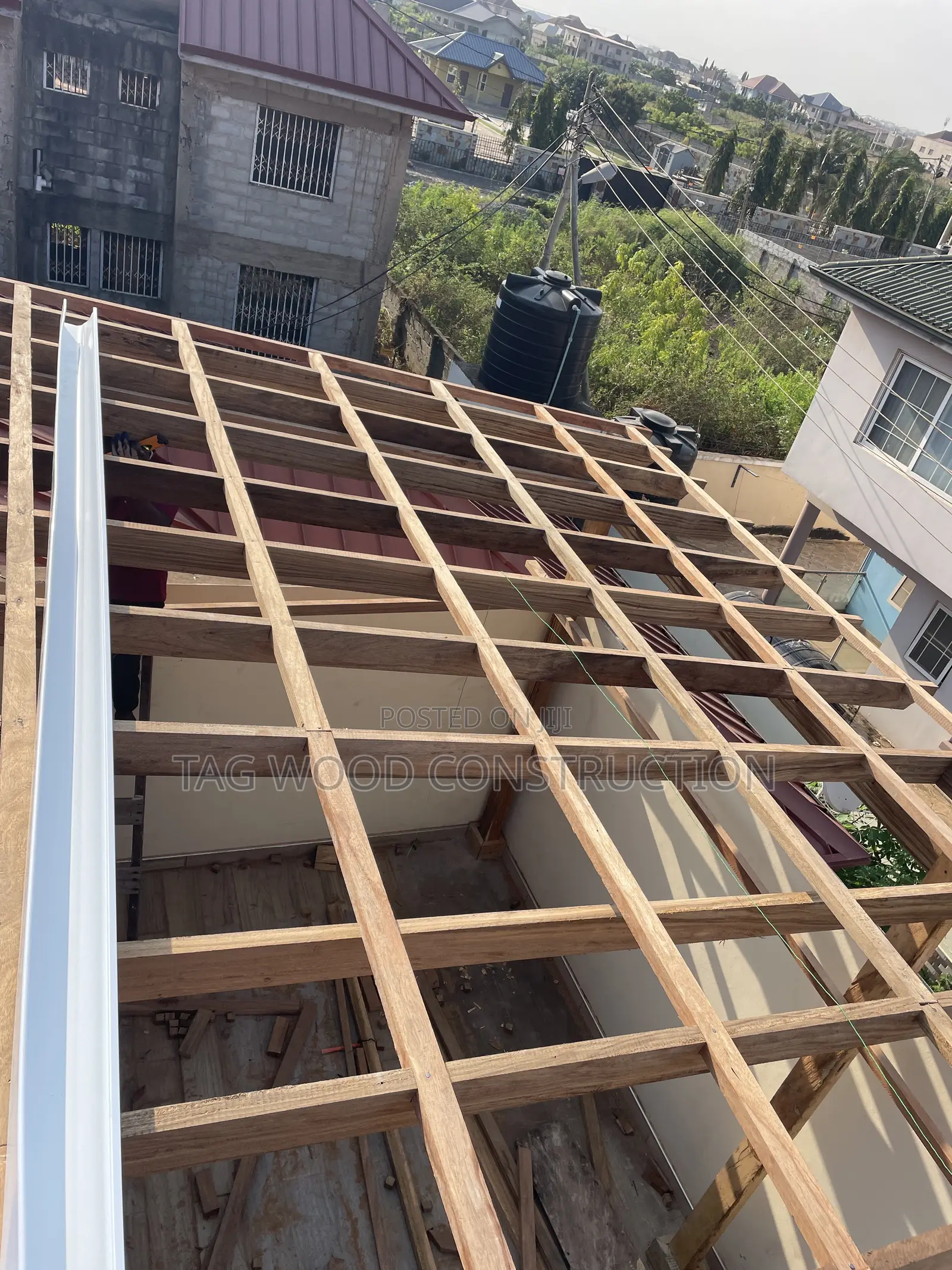 Hardwood Pergola Under Installation