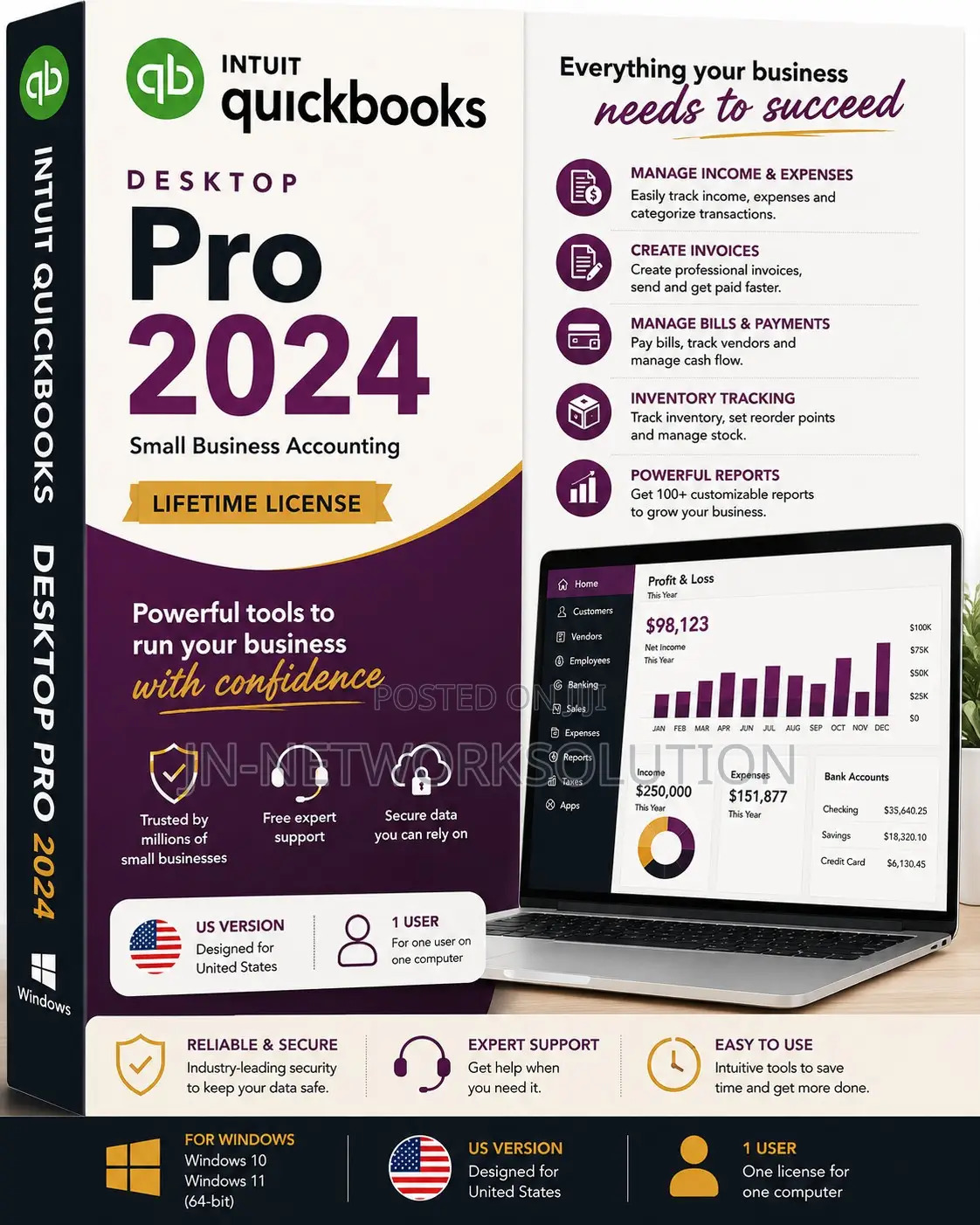 Intuit QuickBooks Desktop Pro 2024 Lifetime for Windows