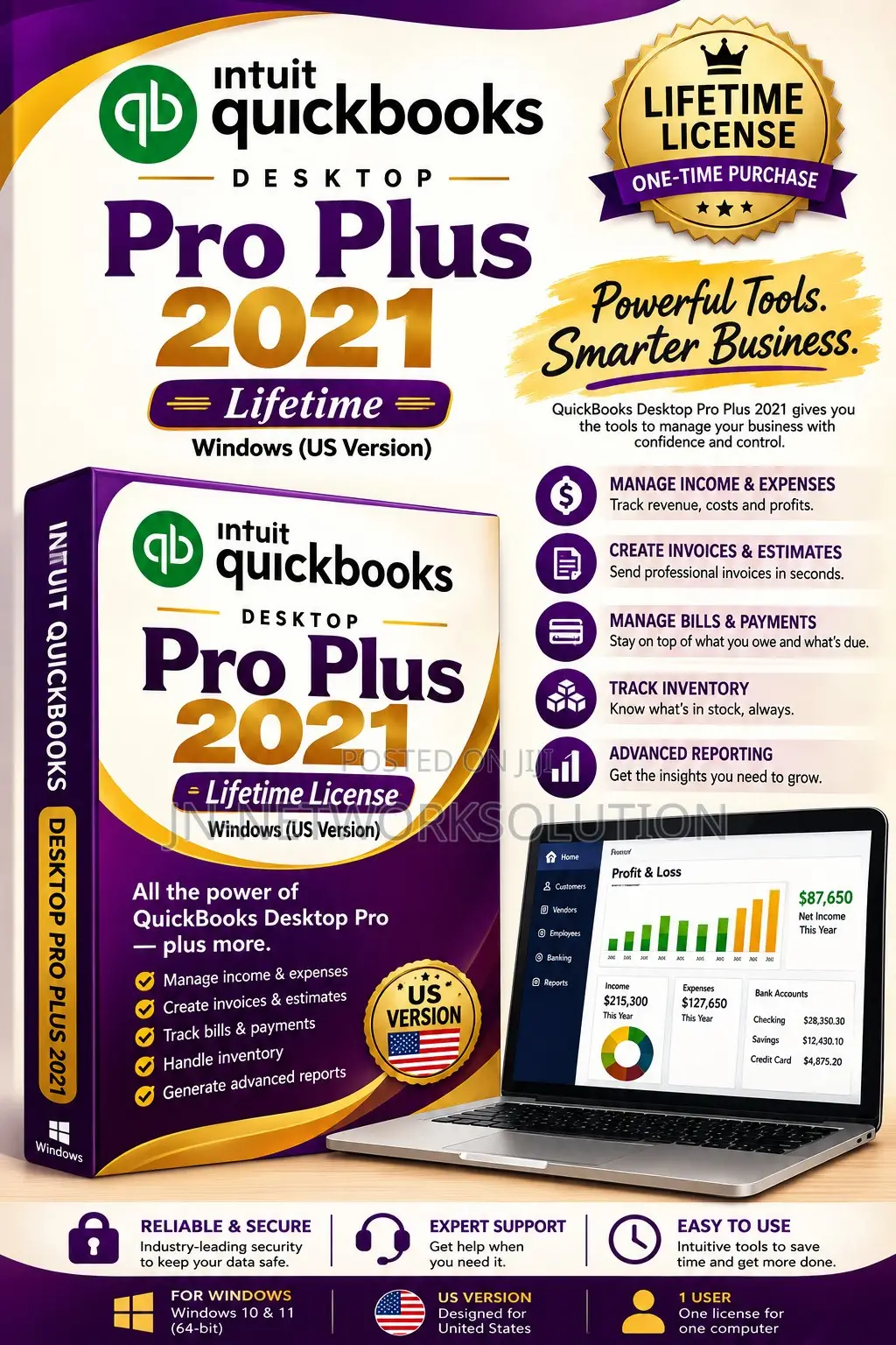 Intuit QuickBooks Desktop Pro Plus 2021 Lifetime Windows (US Version)