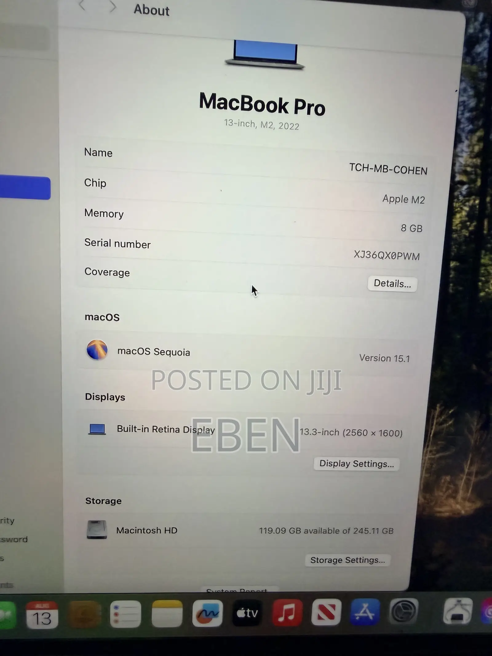 Laptop Apple MacBook Pro 2022 M2 8GB Apple M2 SSD 256GB