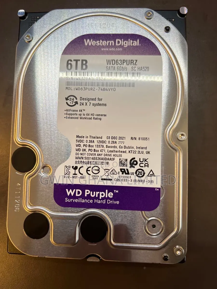 6TB Western Digital WD60PURZ Surveillance SATA 6Gb/S 3.5-in HDD