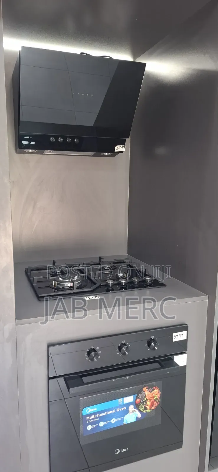 Midea 3 Sets All Black 60cm Oven Gas Cooker and Extractor Promo Prices