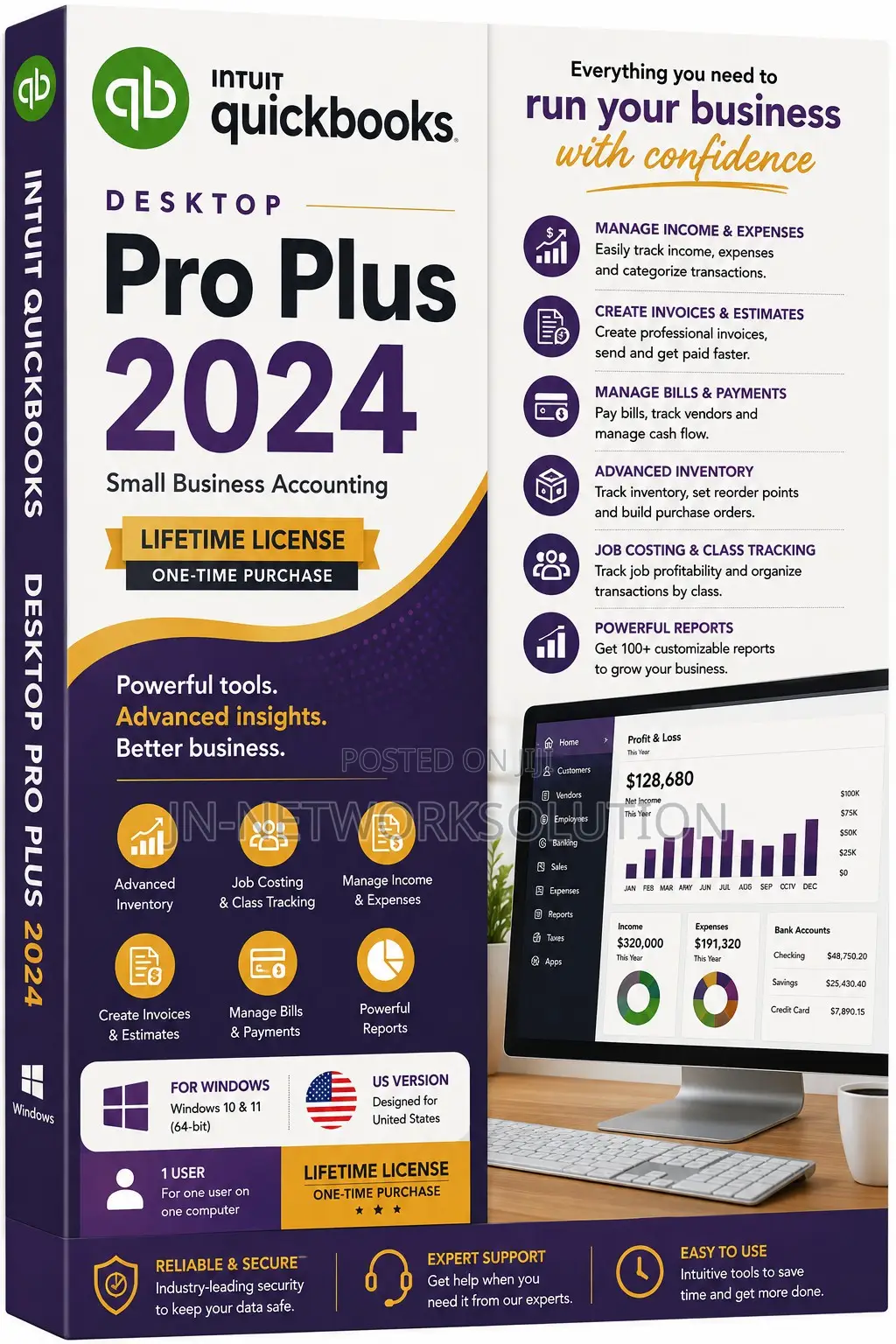 Intuit QuickBooks Desktop Pro Plus 2024 for Windows (US Version)