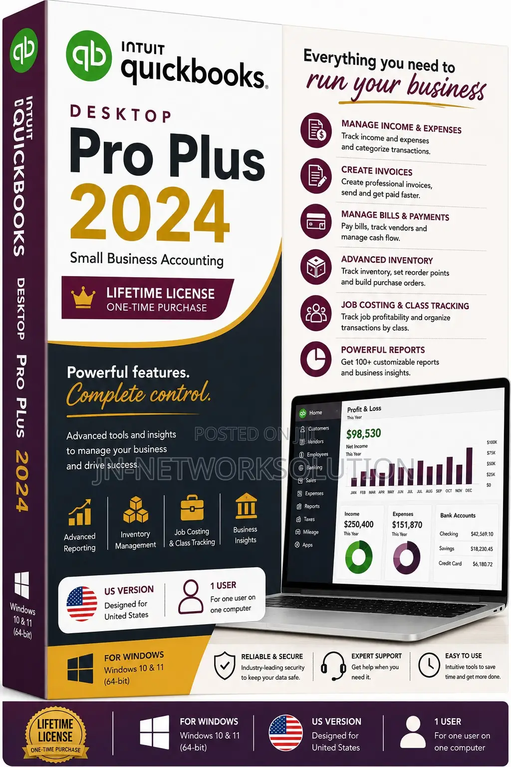 Intuit QuickBooks Desktop Pro Plus 2024 for Windows (US Version)