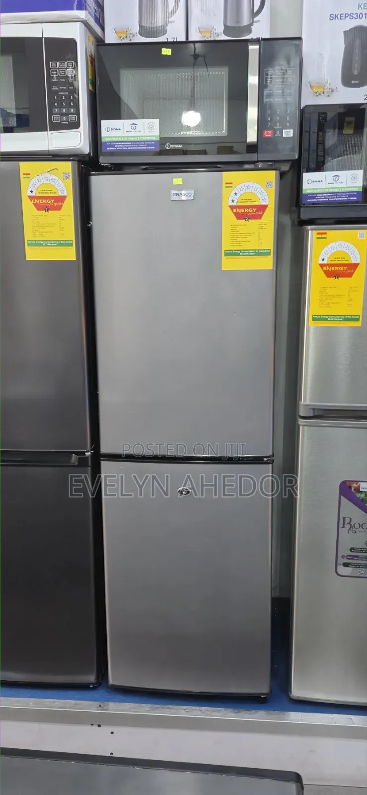 Gray Colour of Nasco Bottom Freezer 158L Double Door Fridge