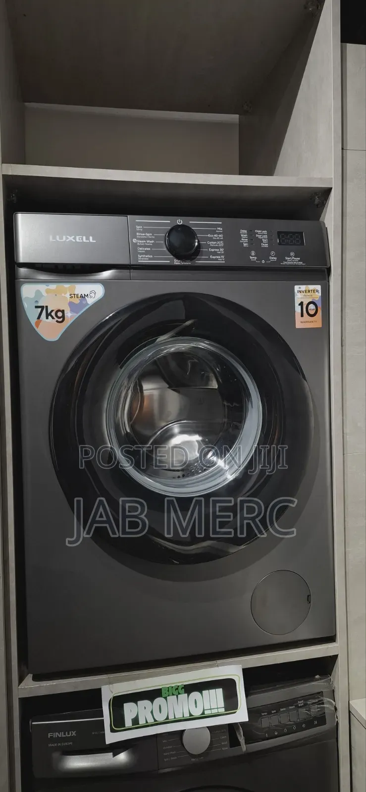 7kg High Drum Inverter Washing Machine Dark Grey New
