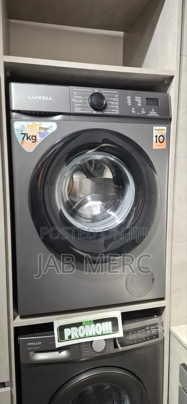 7kg High Drum Inverter Washing Machine Dark Grey New