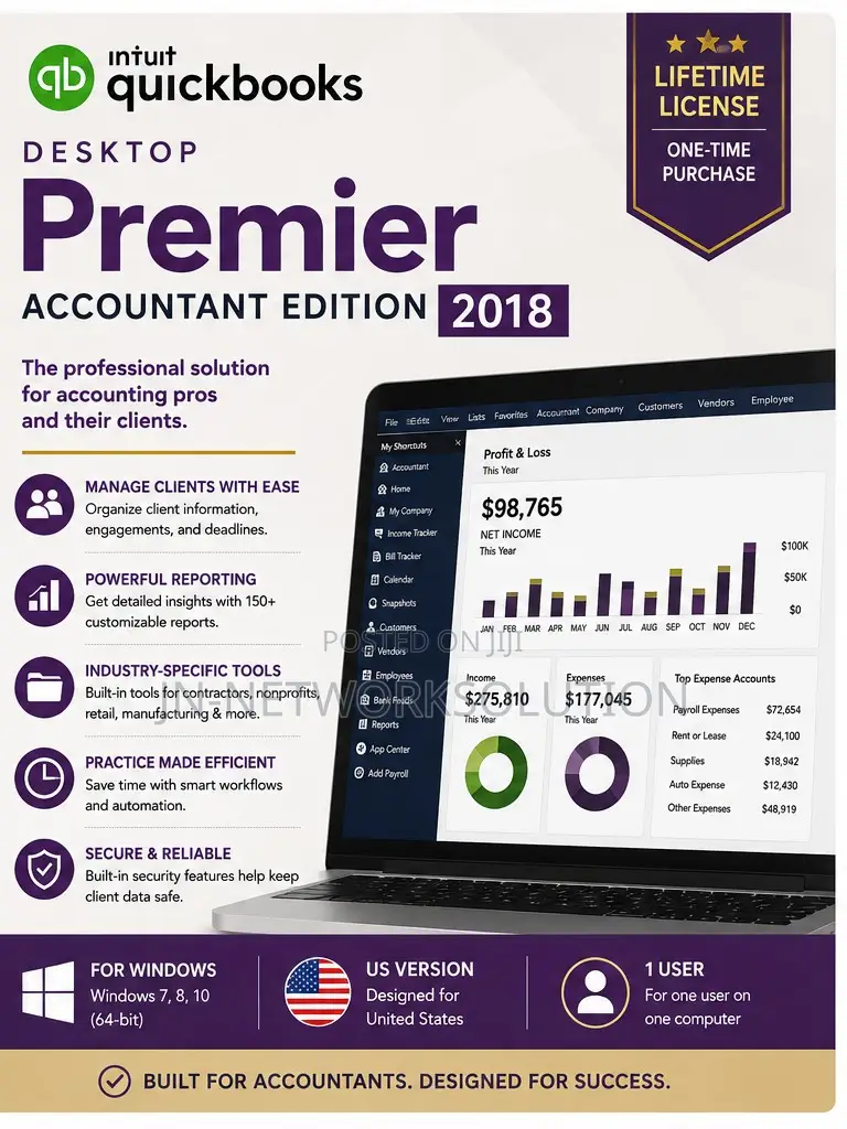 Intuit QuickBooks Desktop Premier Accountant Edition 2018 Lifetime