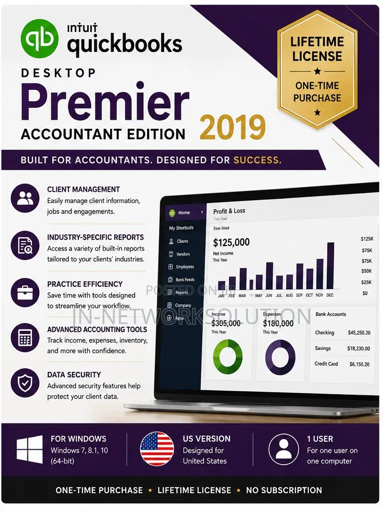Intuit QuickBooks Desktop Premier Accountant Edition 2019 Lifetime
