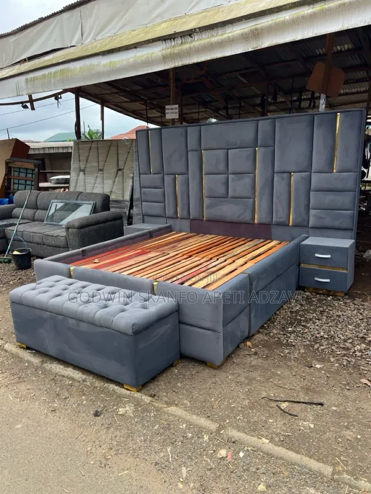 Queen Size Bed Frame and Drawer and Ottoman