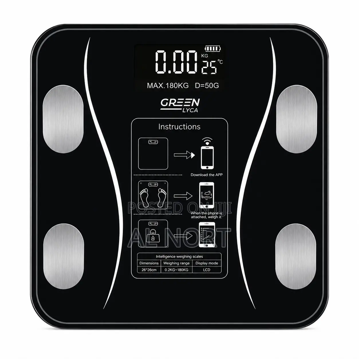 GREEN LYCA GL70436 Bluetooth Body Fat Scale – 180kg – Black