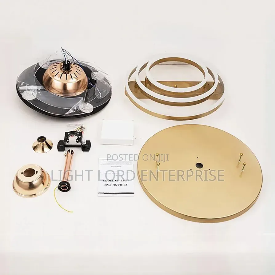 Brown Gold Fan Light With Light and Remote Control