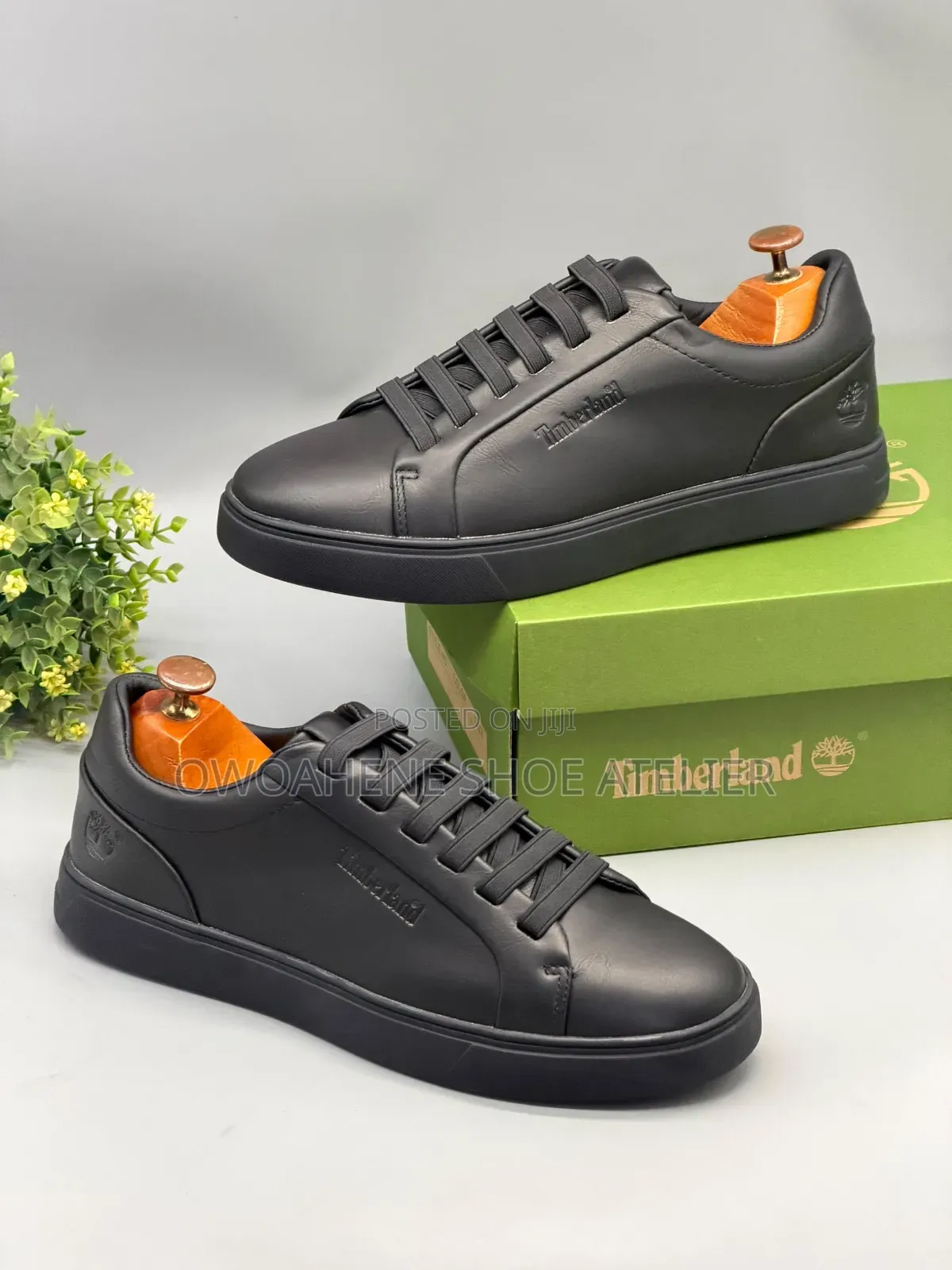 All-Black Timberland Minimalist Leather Sneakers