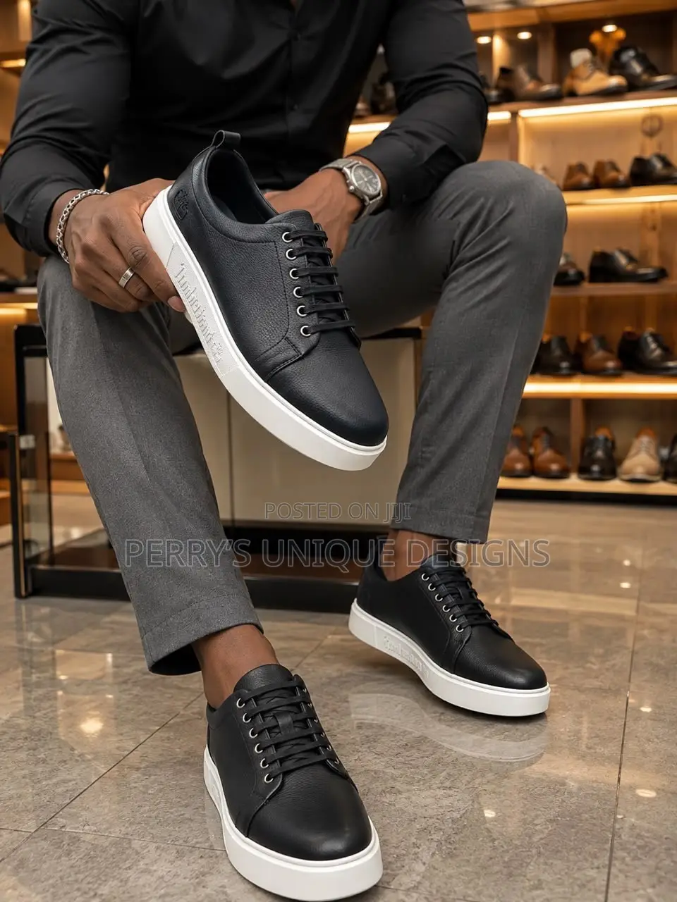 Timberland Executive Casual Leather Sneakers-Black (White Sole)