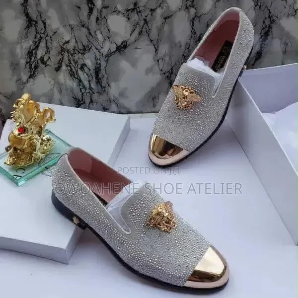 Versace-Style Rhinestone Velvet Loafers