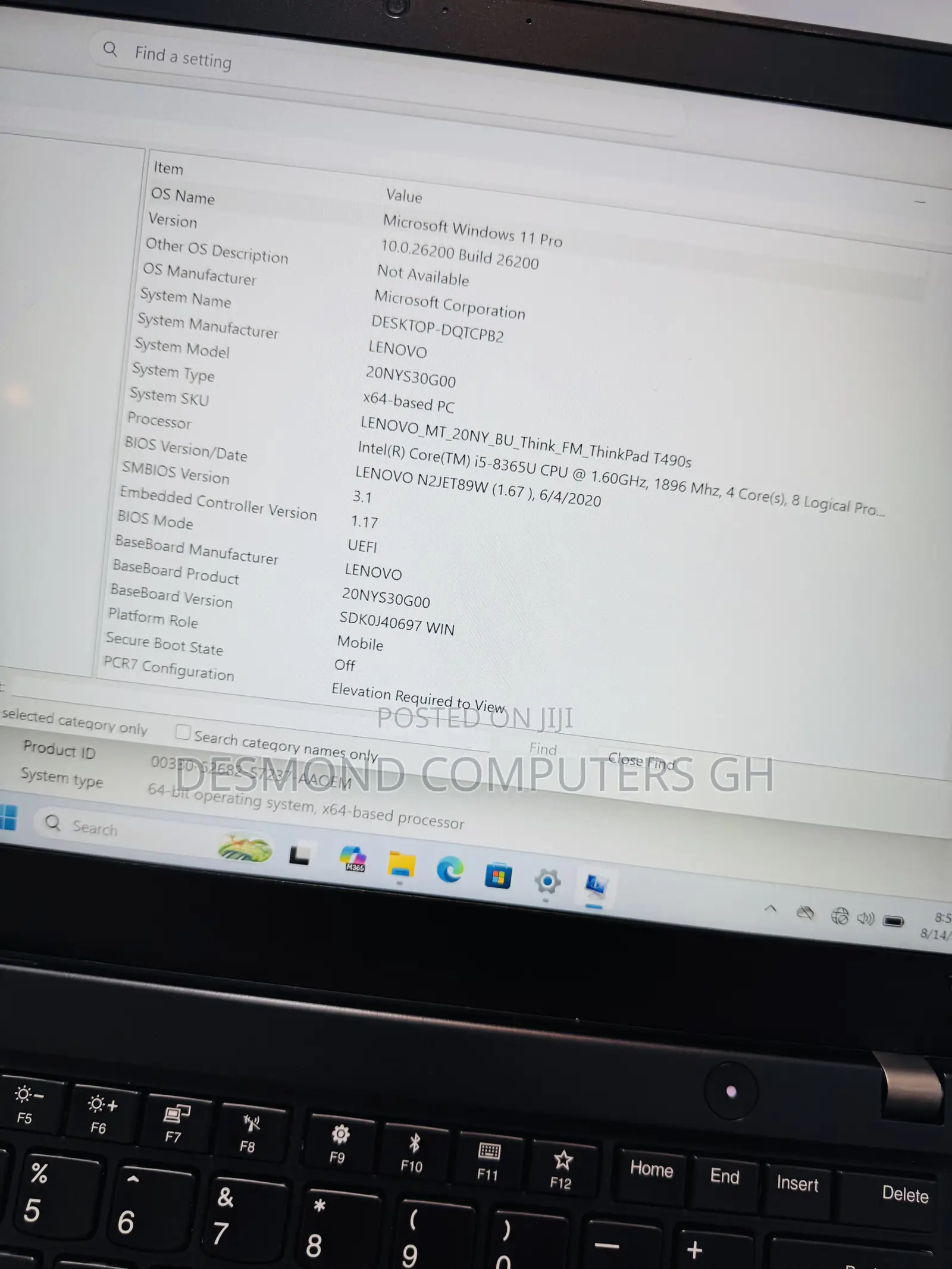 Laptop Lenovo ThinkPad T490s 16GB Intel Core i5 SSD 256GB