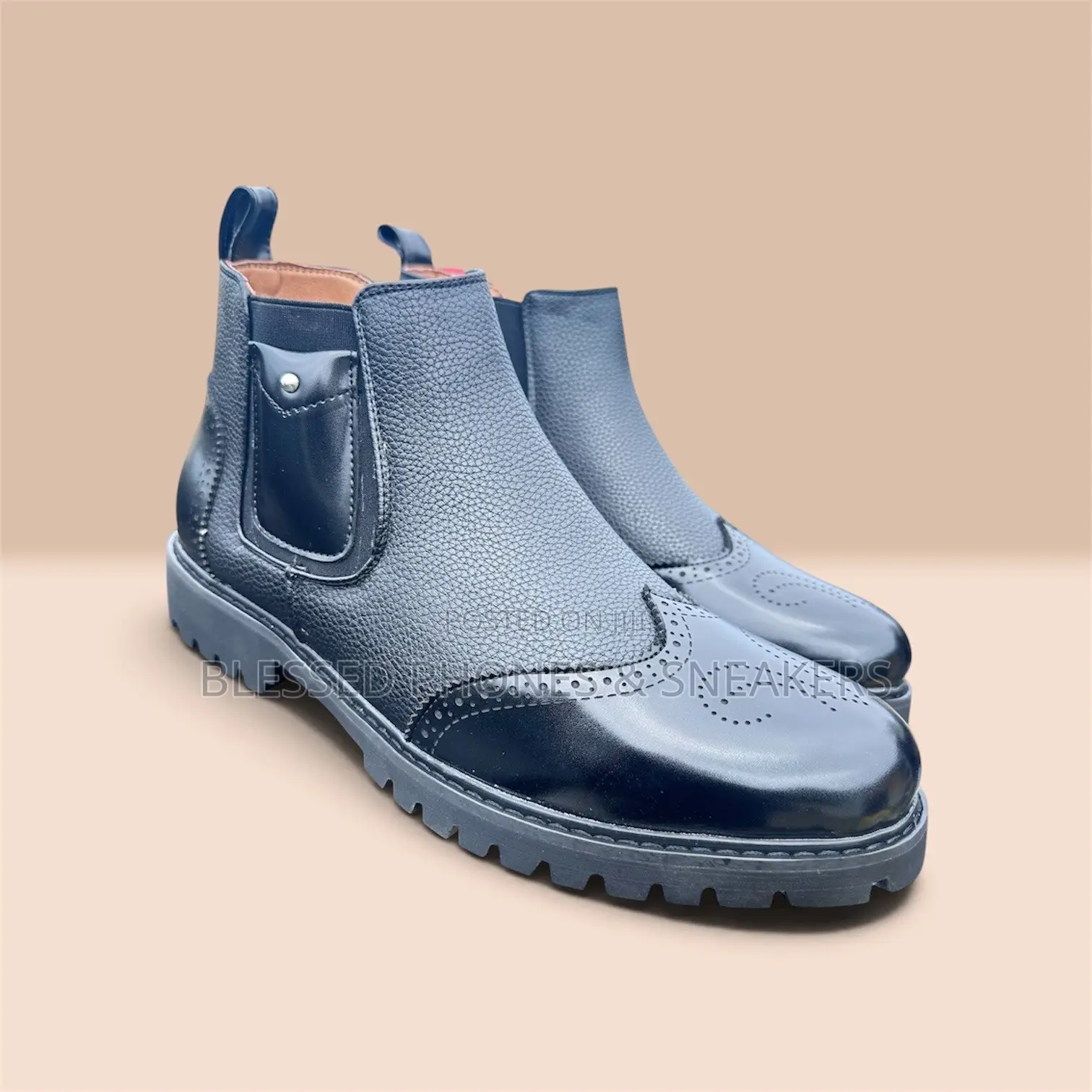 Black Chelsea Brogue Boot