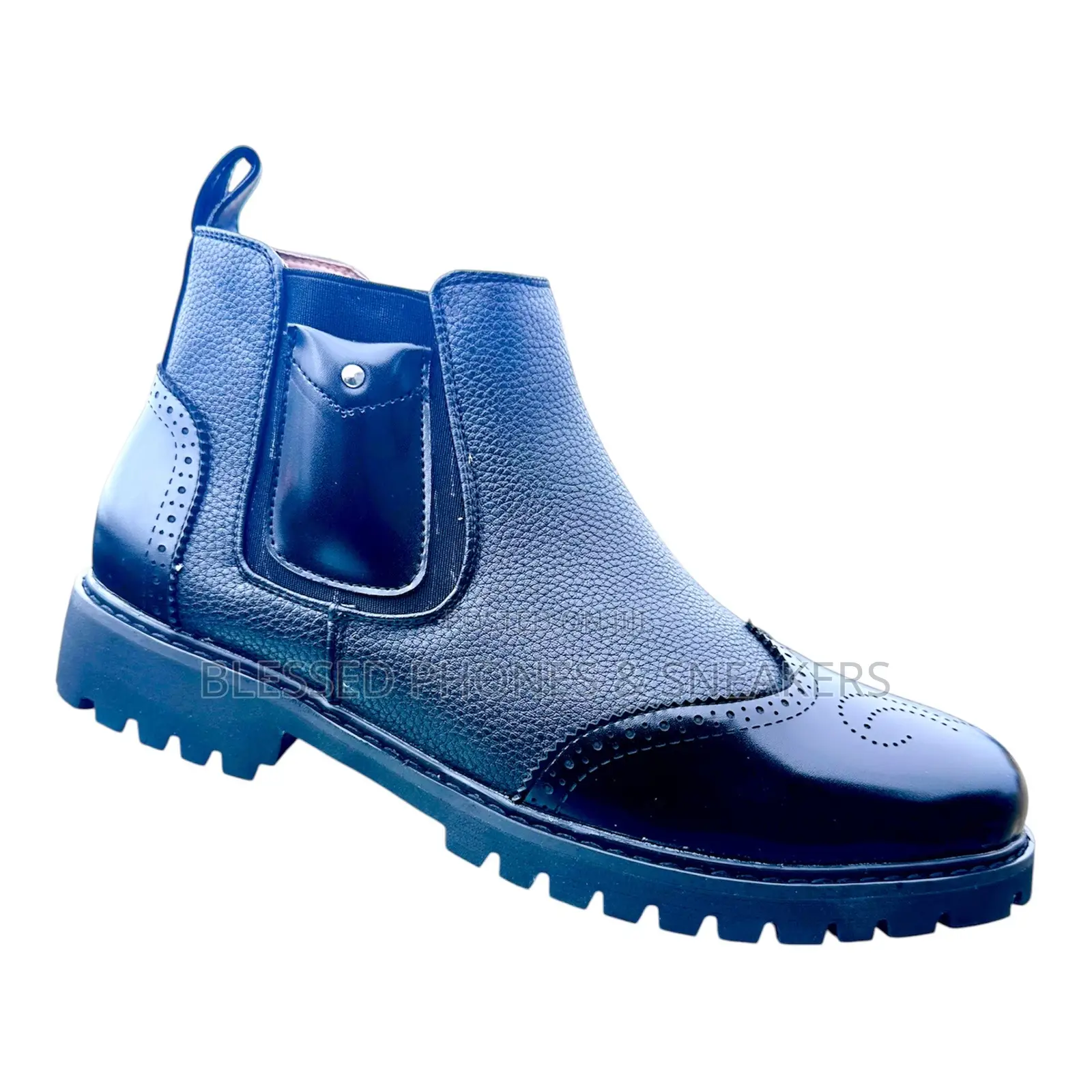 Black Chelsea Brogue Boot