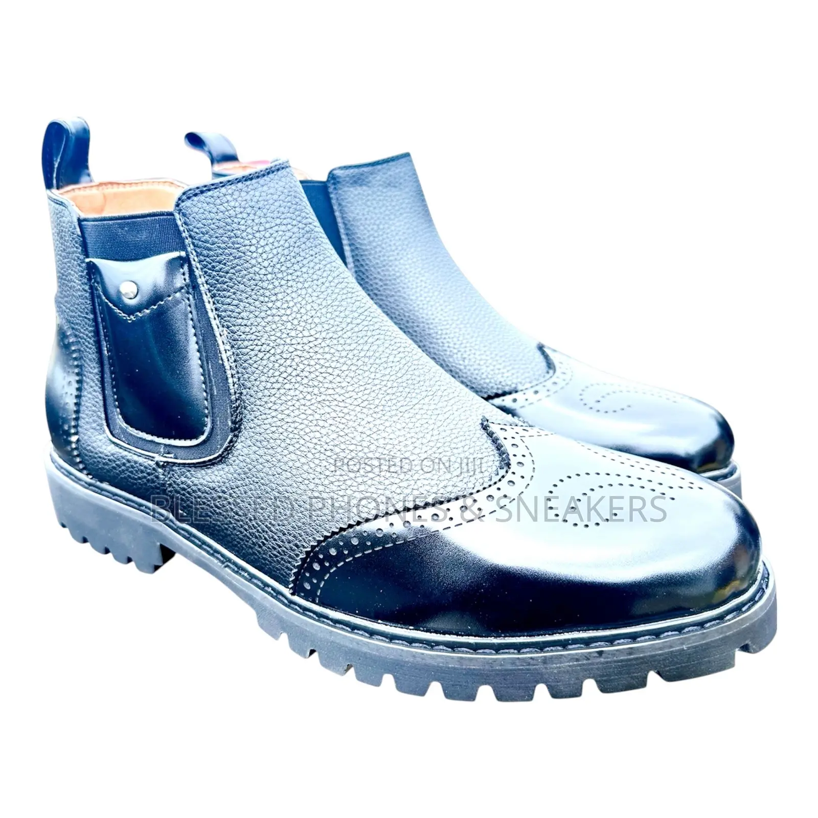 Black Chelsea Brogue Boot