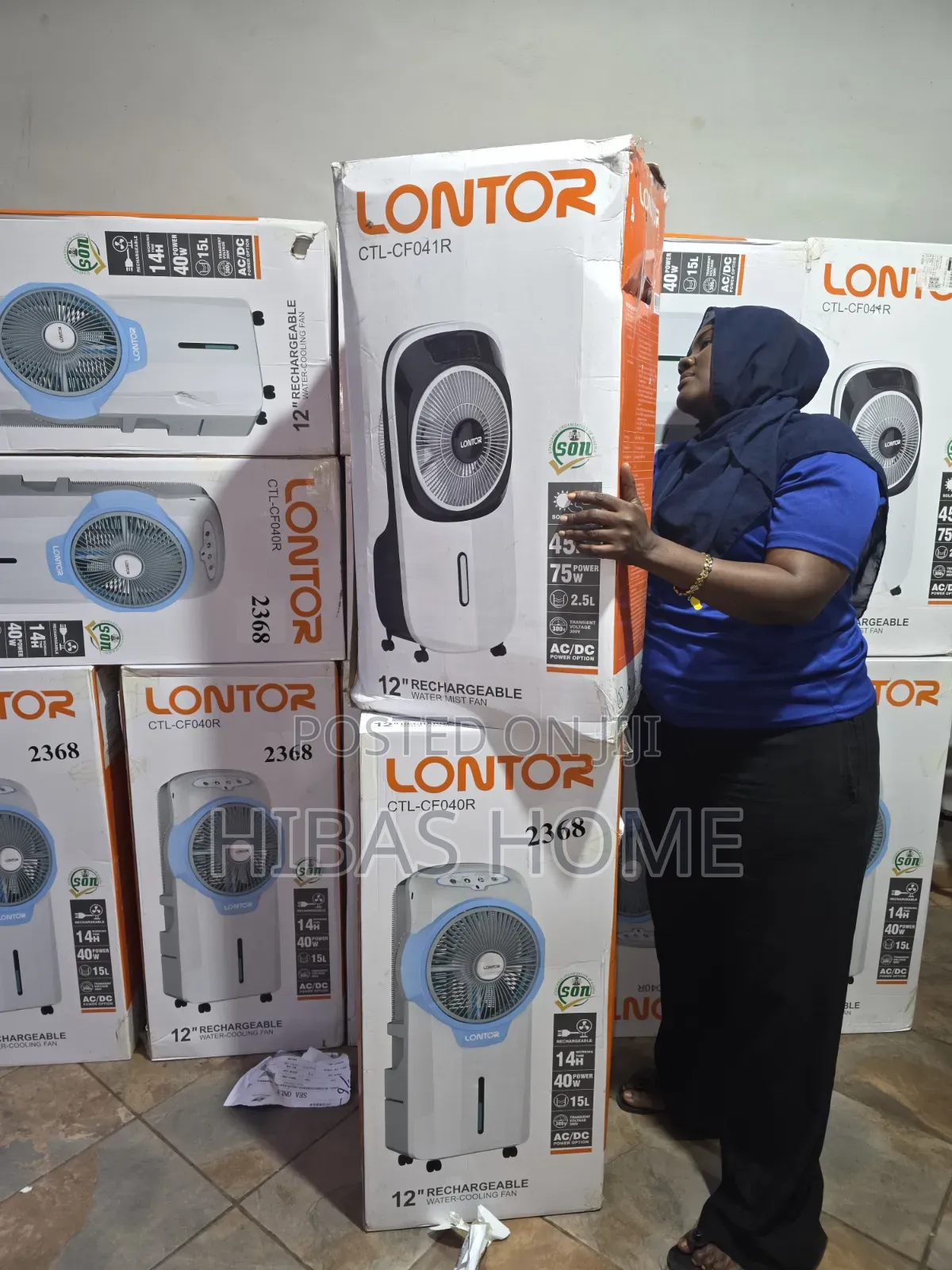 LONTOR CTL-CF041R – 12" Rechargeable Water Mist Fan Solar Fan