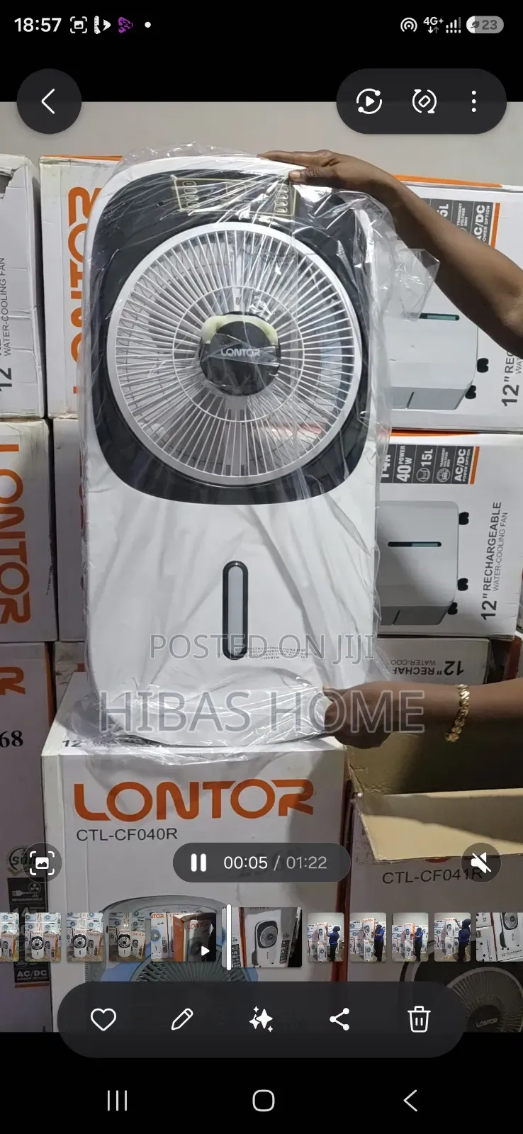 LONTOR CTL-CF041R – 12" Rechargeable Water Mist Fan Solar Fan