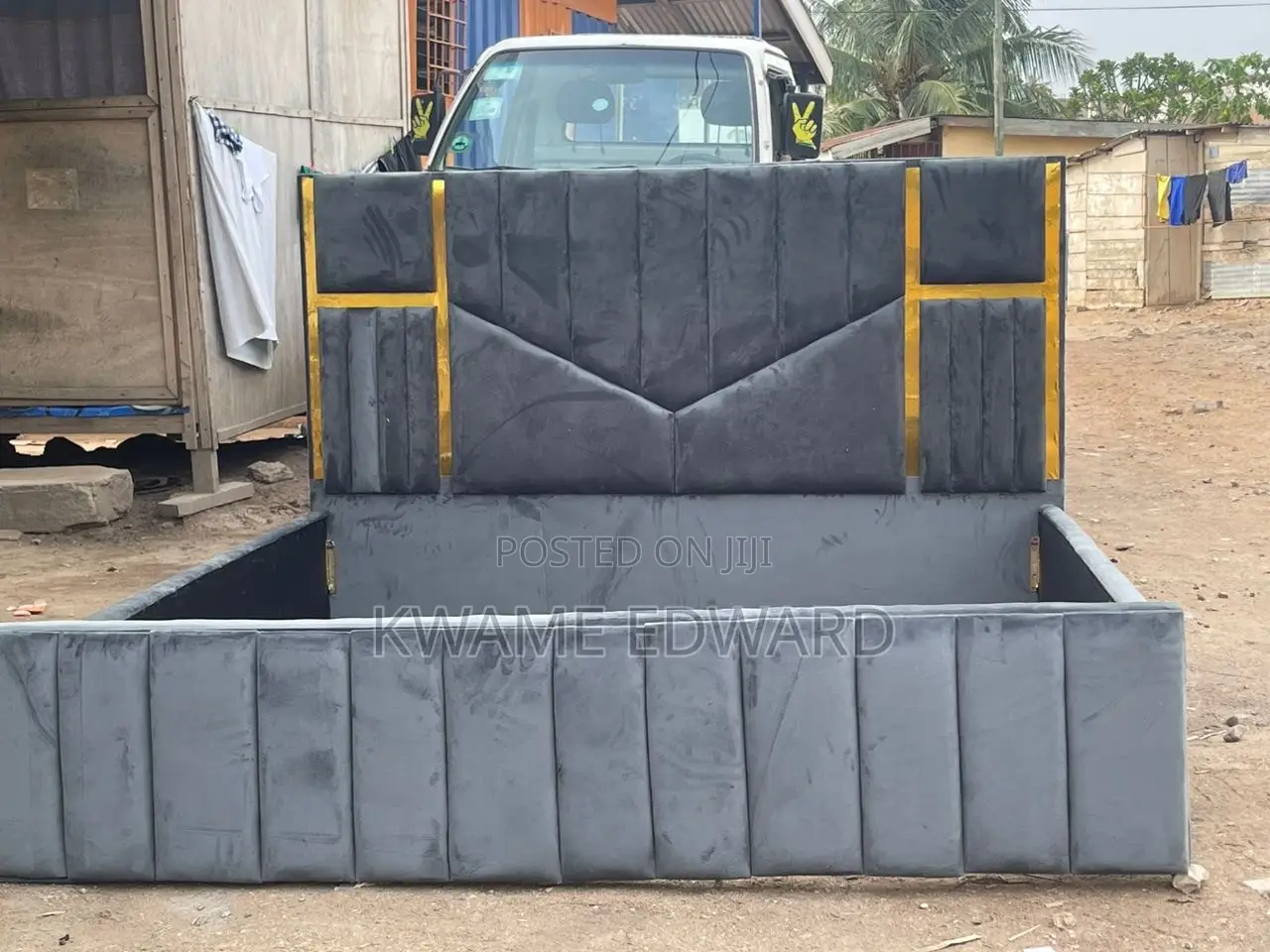 Queen Size Bed Frame Gray Color Available