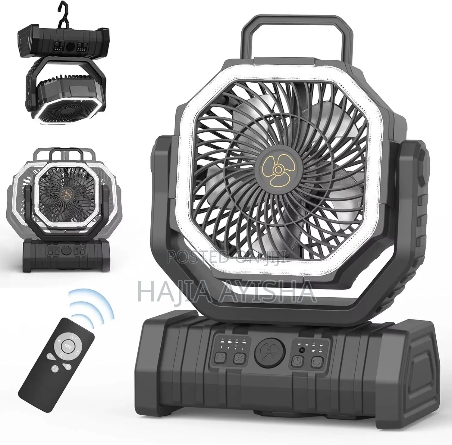 Multifunctional 20,000mAh Solar Rechargeable Fan With Lamp Remote