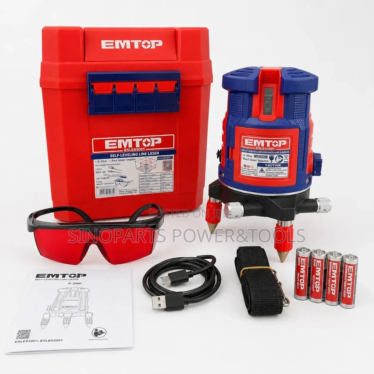 EMTOP ESLE53001 Professional 5-Line Self-Leveling Red Laser Level