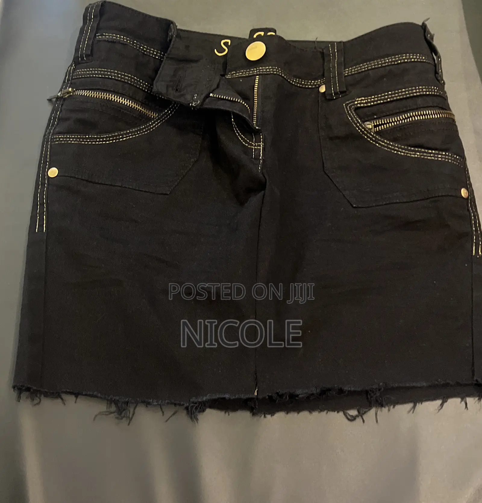 Y2k Edgy Mini Skirt Orange Spider Bleack Design Distressed Hem Edgy