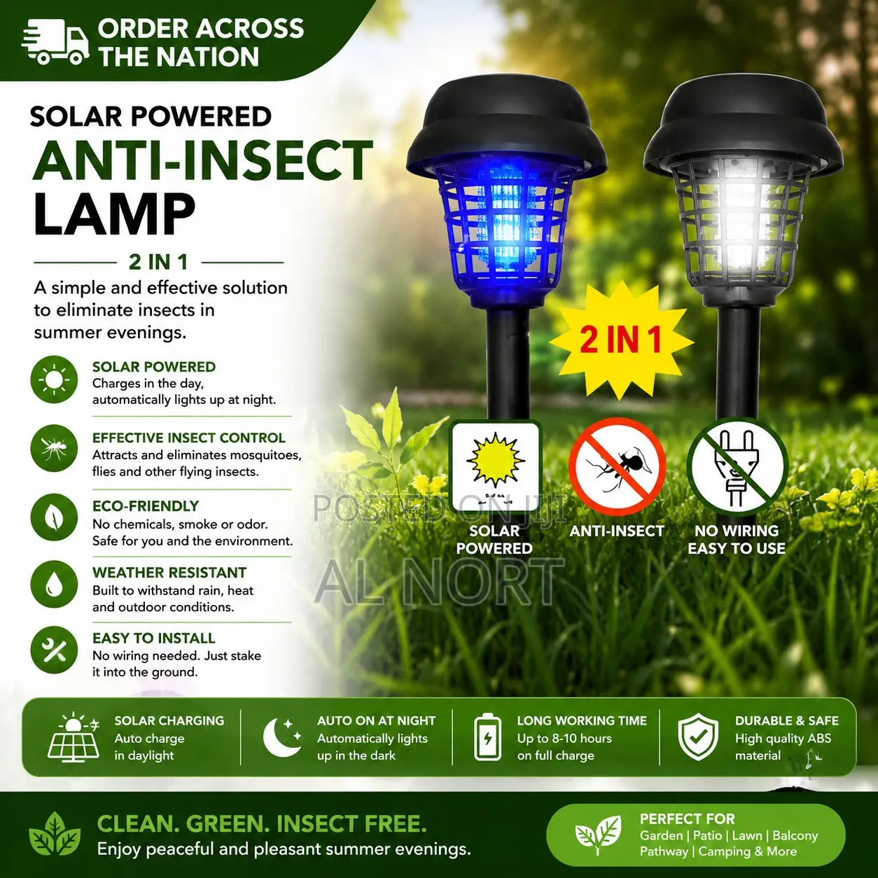 Solar Anti-Insect Lamp – 2-in-1 – Outdoor Garden Light